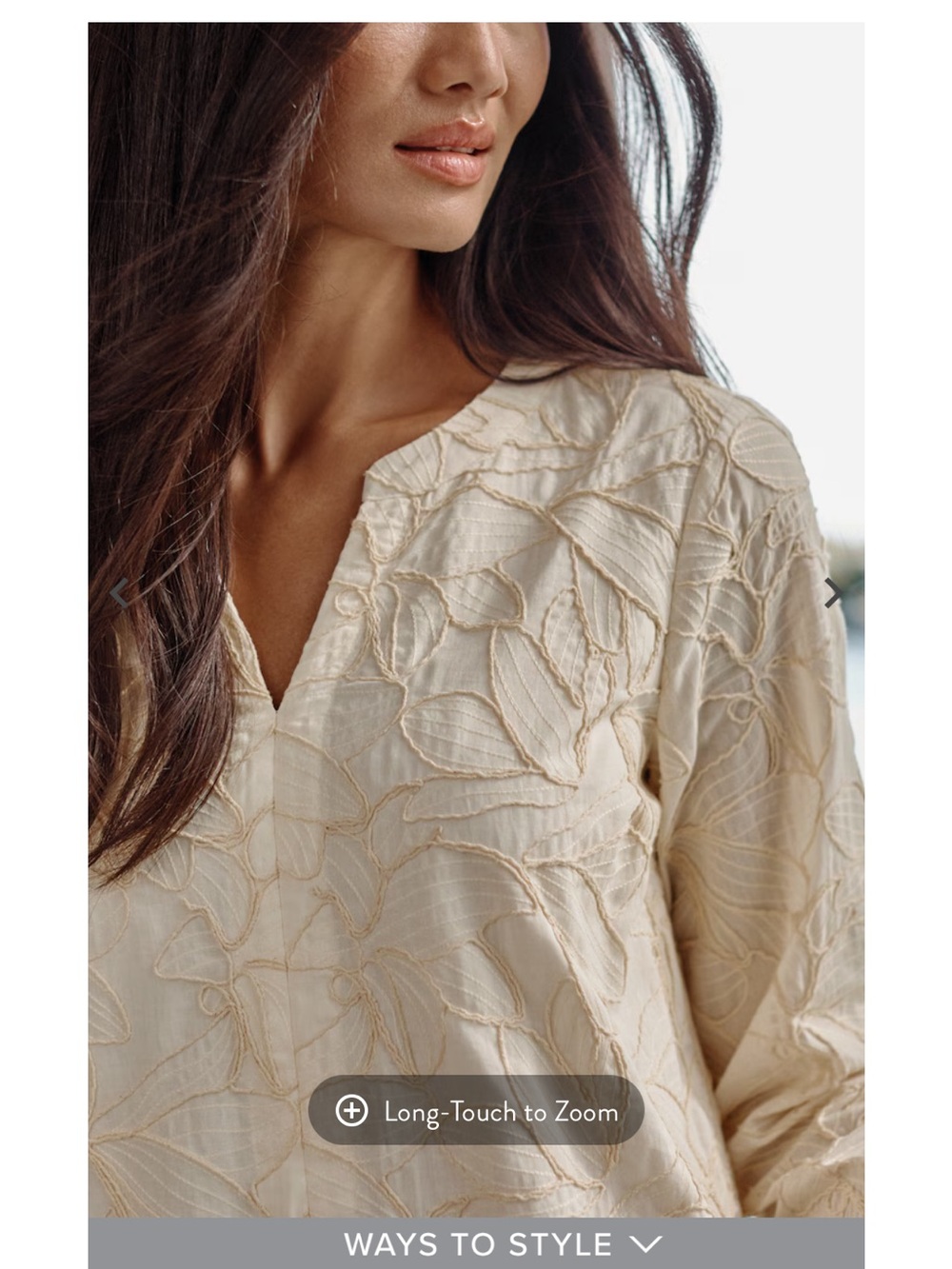 J. Jill Cream Embroidered V-Neck Cotton Dress - Picture 2 of 7